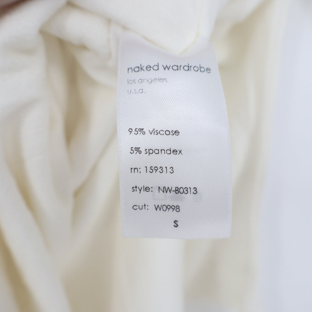 Naked Wardrobe Cream Turtleneck Long Sleeve Bodysuit Small Made in USA