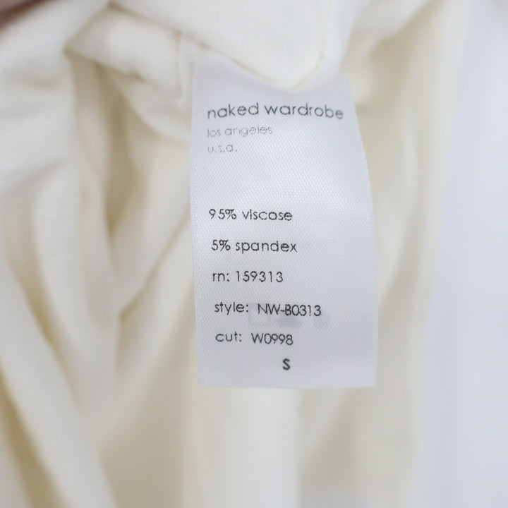 Naked Wardrobe Cream Turtleneck Long Sleeve Bodysuit Small Made in USA