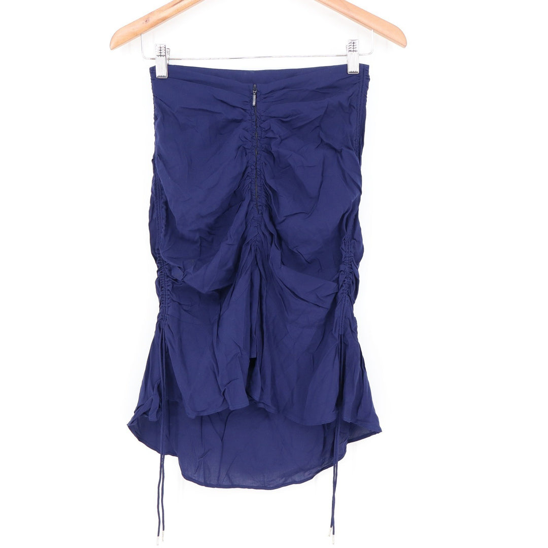 Finders Navy Blue Ruched High Low Mini Skirt Size S 100% Viscose