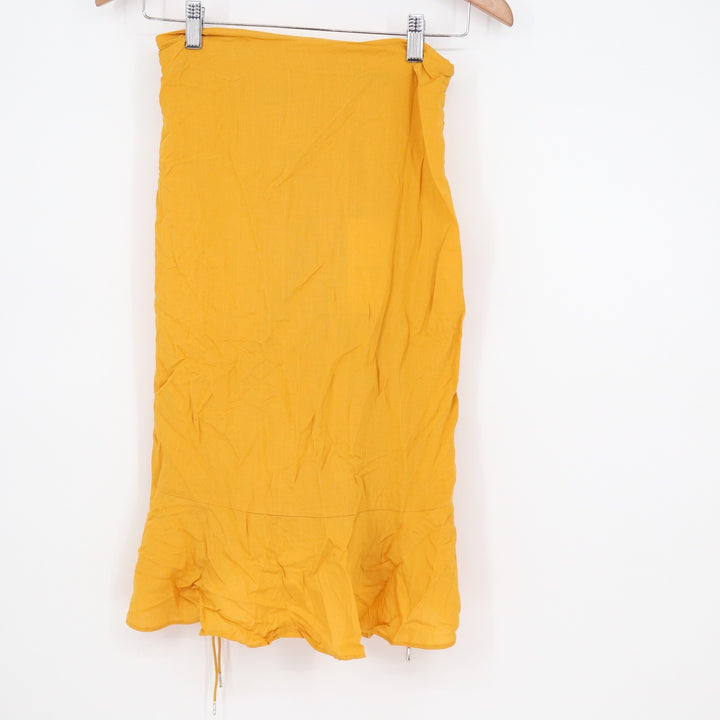 Finders Keepers Bloom Skirt Yellow Sunflower Ruched Midi Ruffle Small
