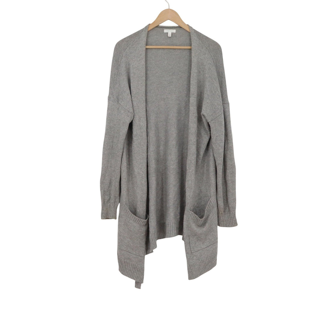 Abound Gray Open Front Longline Cardigan Sweater Pockets Womens Large