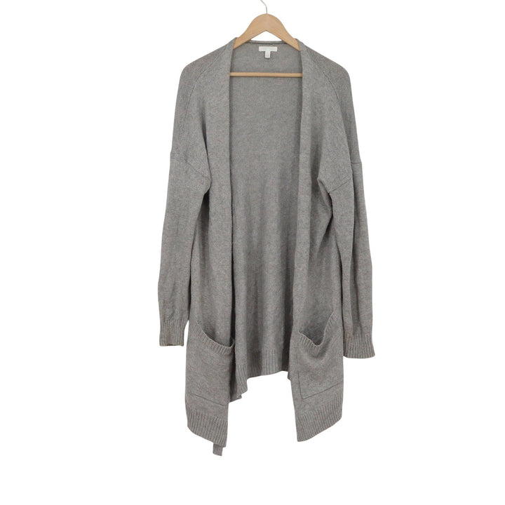Abound Gray Open Front Longline Cardigan Sweater Pockets Womens Large