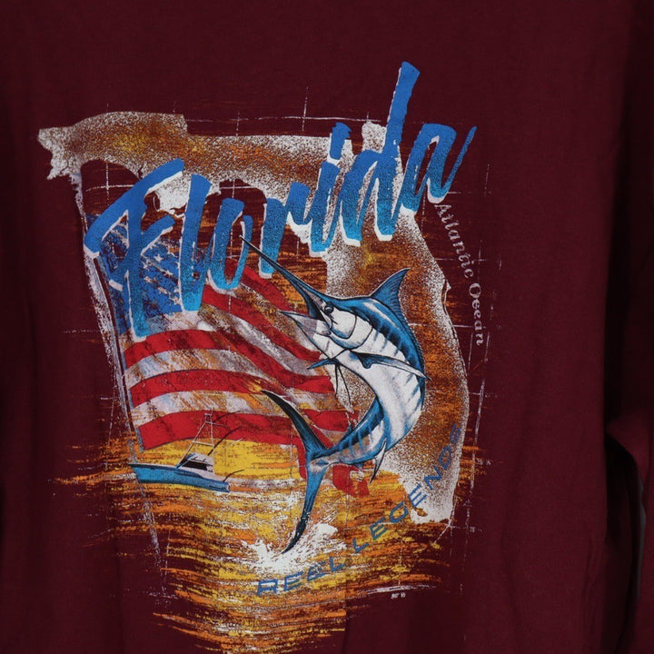 Reel Legends Florida Fishing Boat Marlin Long Sleeve T Shirt Mens XL
