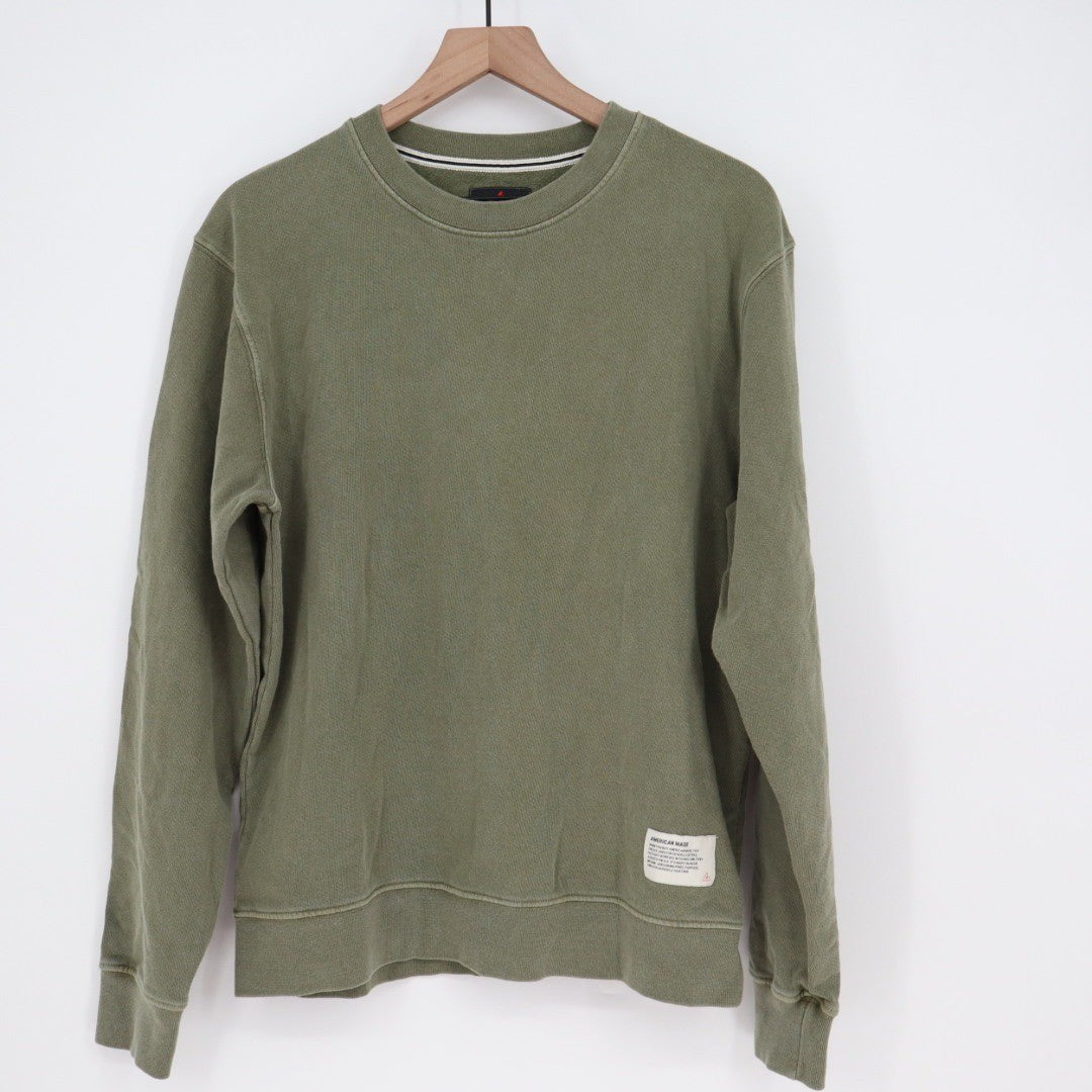 American Giant Crewneck Sweatshirt Olive Green Made in USA Casual Size S