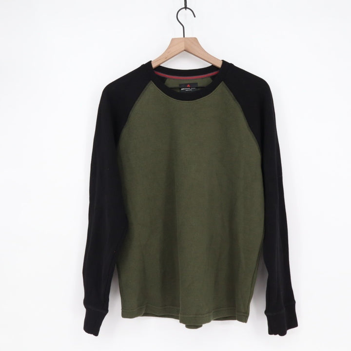 American Giant Shirt Mens Medium Olive Green Black French Rib Raglan Colorblock