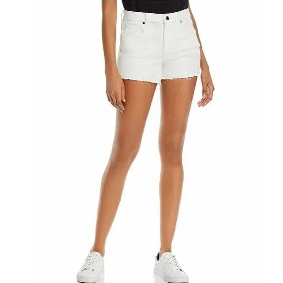 BLANKNYC The Barrow High Rise Short White Denim Raw Hem Size 26