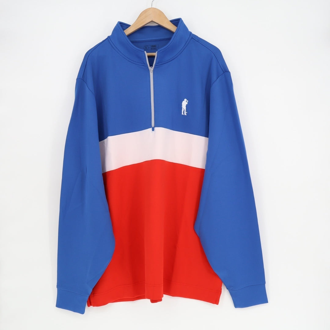 U Suck At Golf Jacket Mens 3XL Multi Colorblock Stretch Quarter Zip Mock Neck