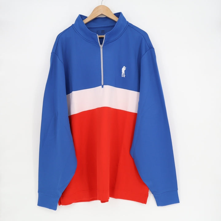 U Suck At Golf Jacket Mens 3XL Multi Colorblock Stretch Quarter Zip Mock Neck