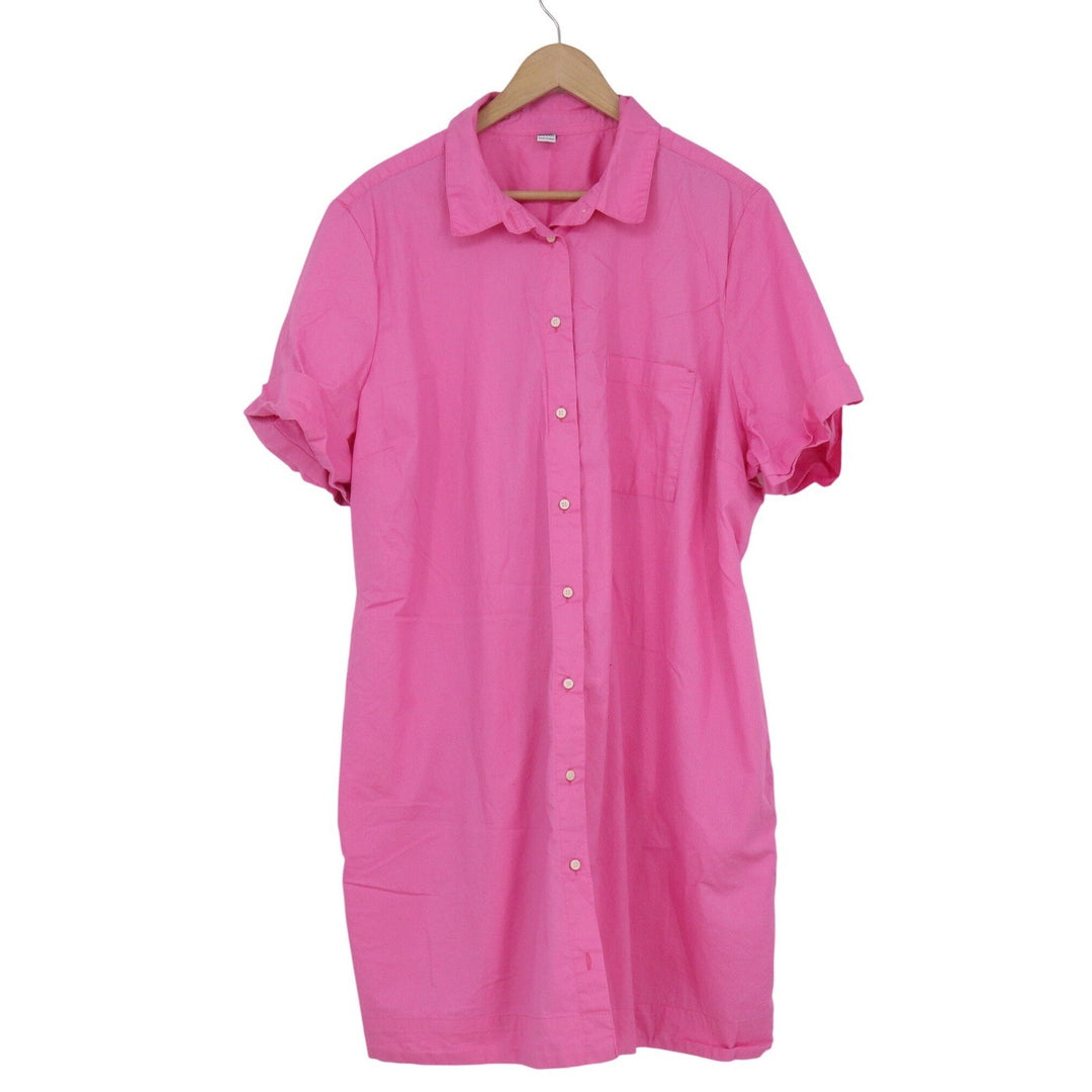 Old Navy Womens XXL Pink Cotton Short Sleeve Button Down Shirt Dress