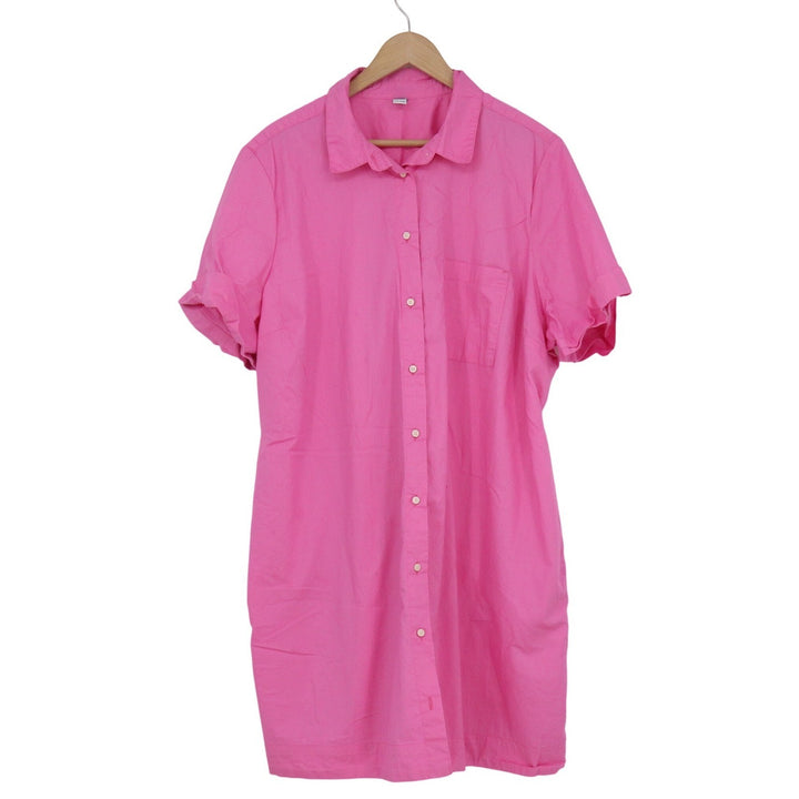 Old Navy Womens XXL Pink Cotton Short Sleeve Button Down Shirt Dress