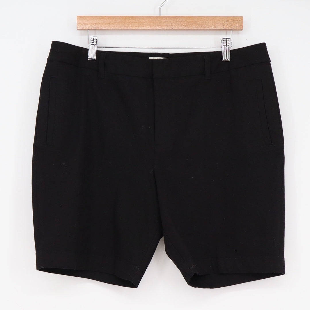 Coldwater Creek Natural Fit Black Cotton Stretch Bermuda Shorts Womens 16