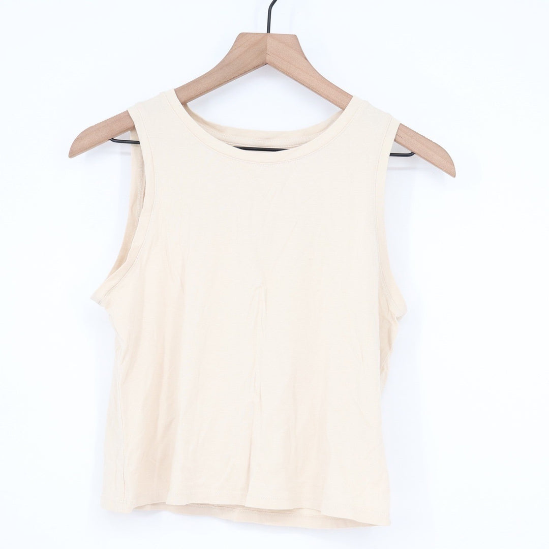 Old Navy Womens Medium Cream Beige Cotton Modal Blend Muscle Tank Top Sleeveless