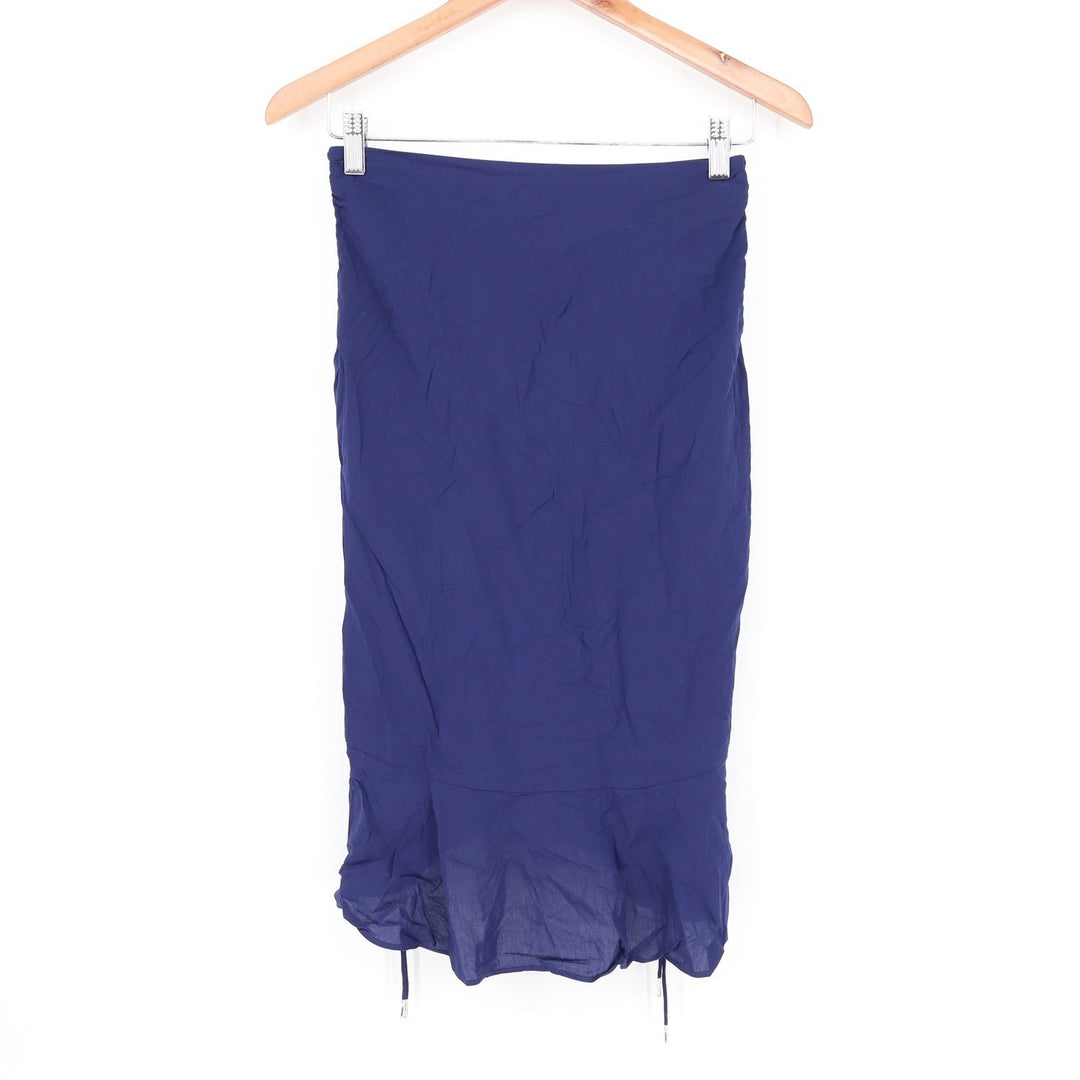 Finders Navy Blue Ruched Back High-Low Midi Skirt Size S Viscose Zipper Ruffle