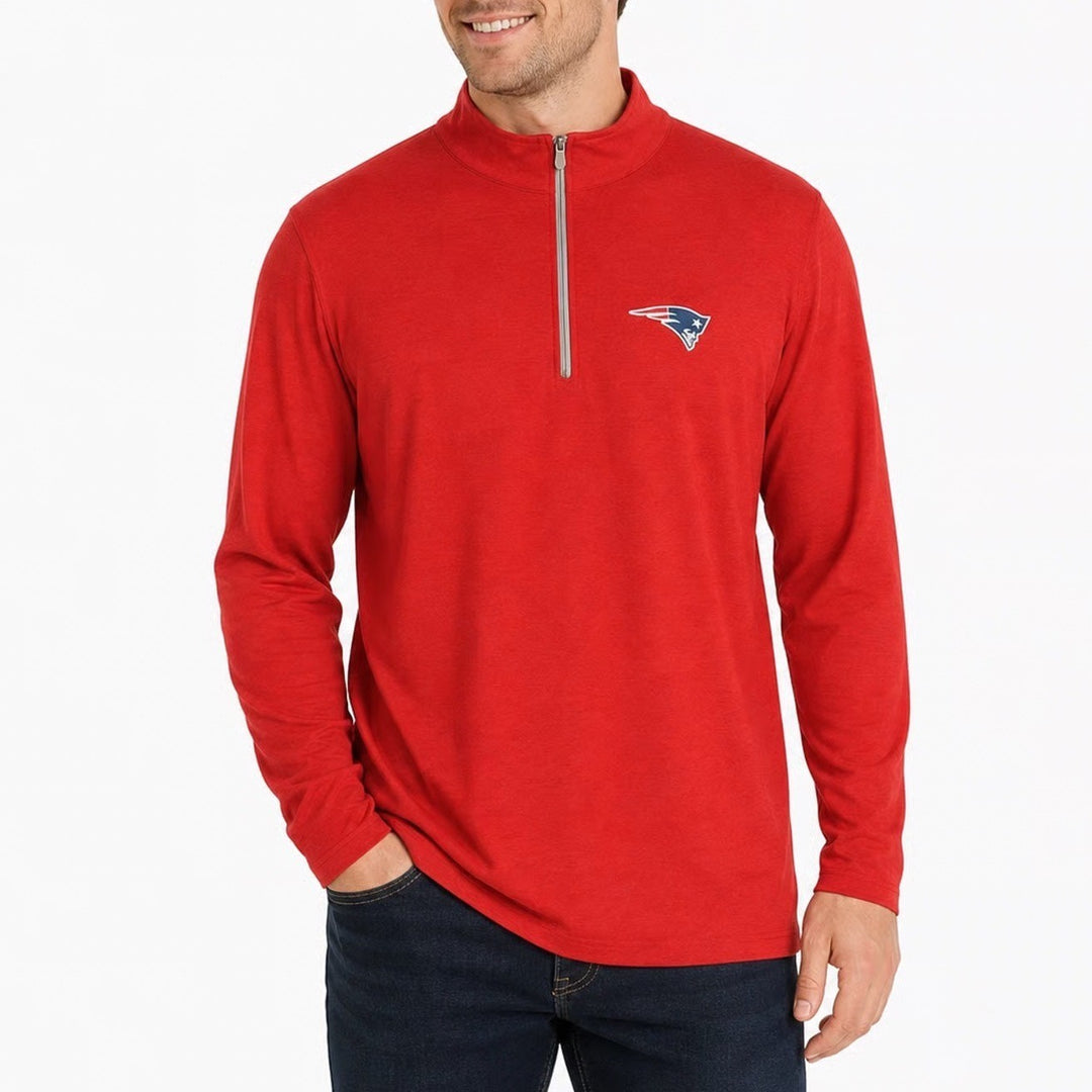 NFL Team Apparel New England Patriots Mens 2XL Red Quarter Zip Pullover