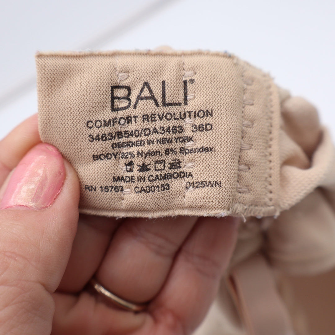 Bali Bra Womens 36D Comfort Revolution 3463 Beige Wireless Seamless Excellent