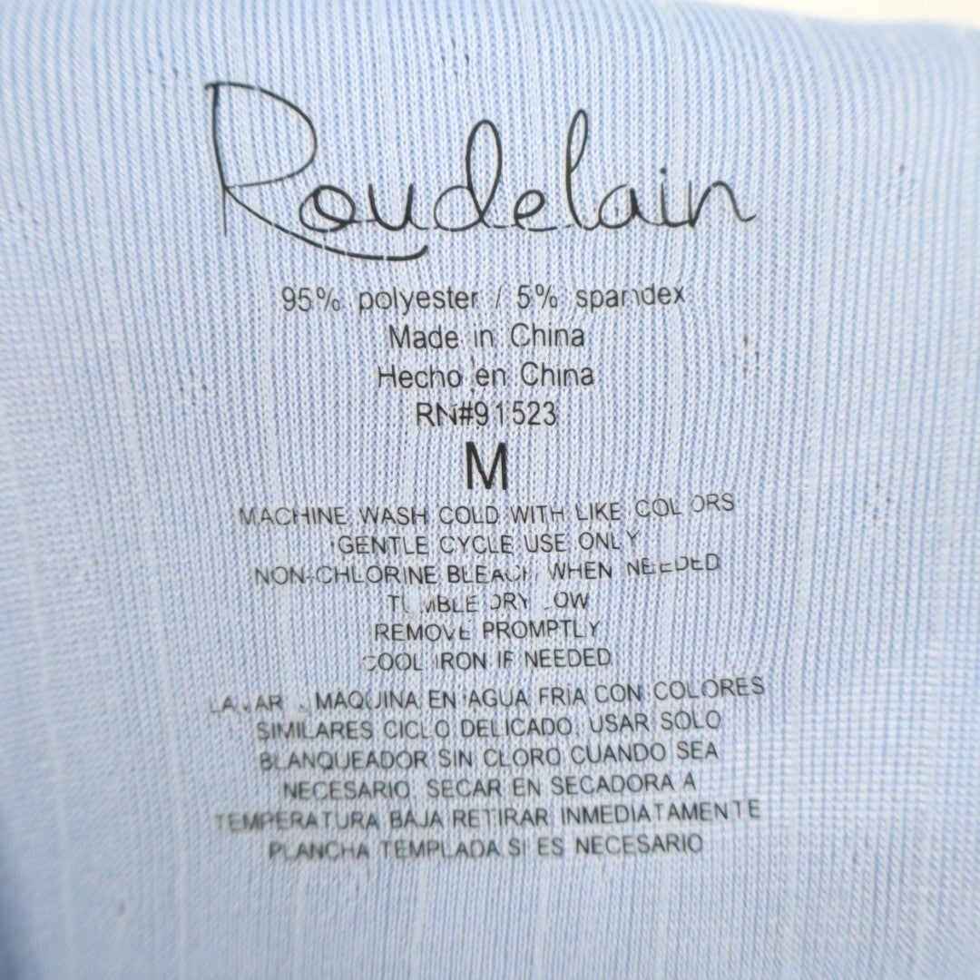 Roudelain Pajama Pants Womens Medium Blue Knit Ribbed Straight Leg Scallop Hem