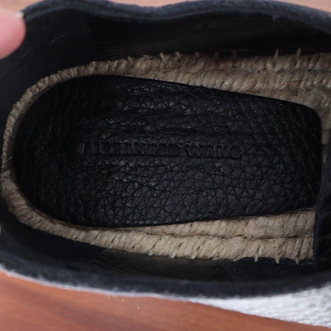 Alexander Wang Black Leather Zip Espadrille Flats Size 39