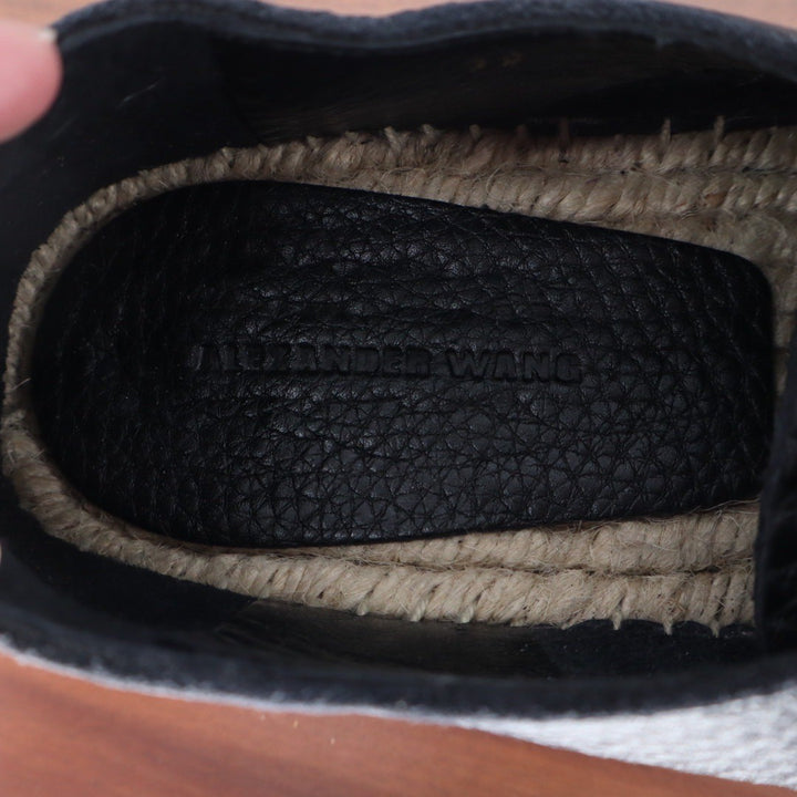 Alexander Wang Black Leather Zip Espadrille Flats Size 39