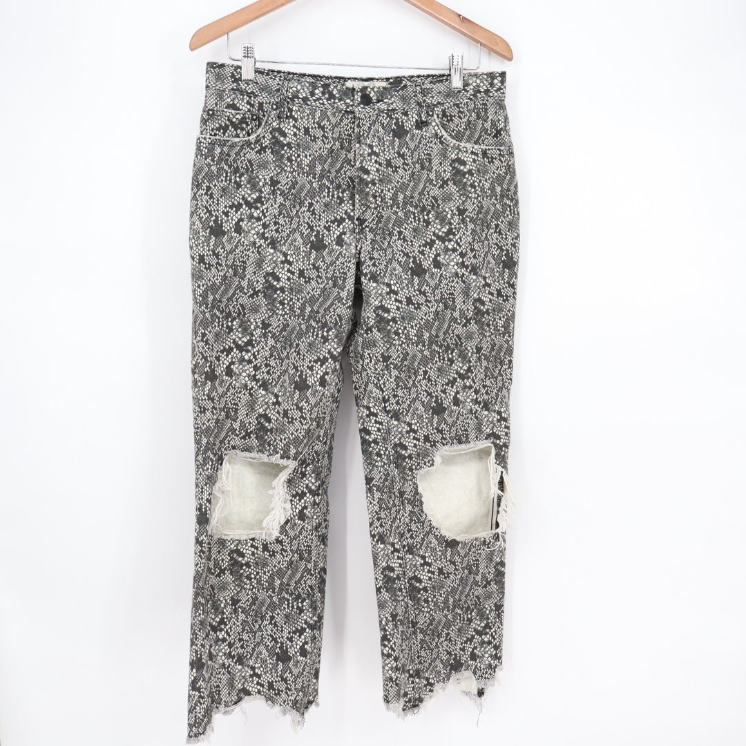 Free People We The Free Maggie Crop Jeans Women 28 Multi Denim Cotton Distressed