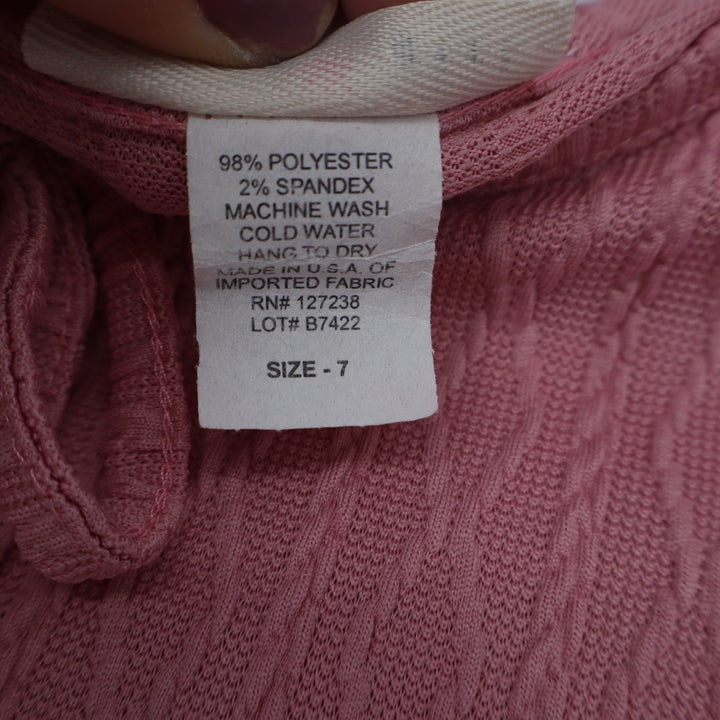 Glitter Girl Girls Pink Textured Long Sleeve Tiered Dress Size 7 Mauve