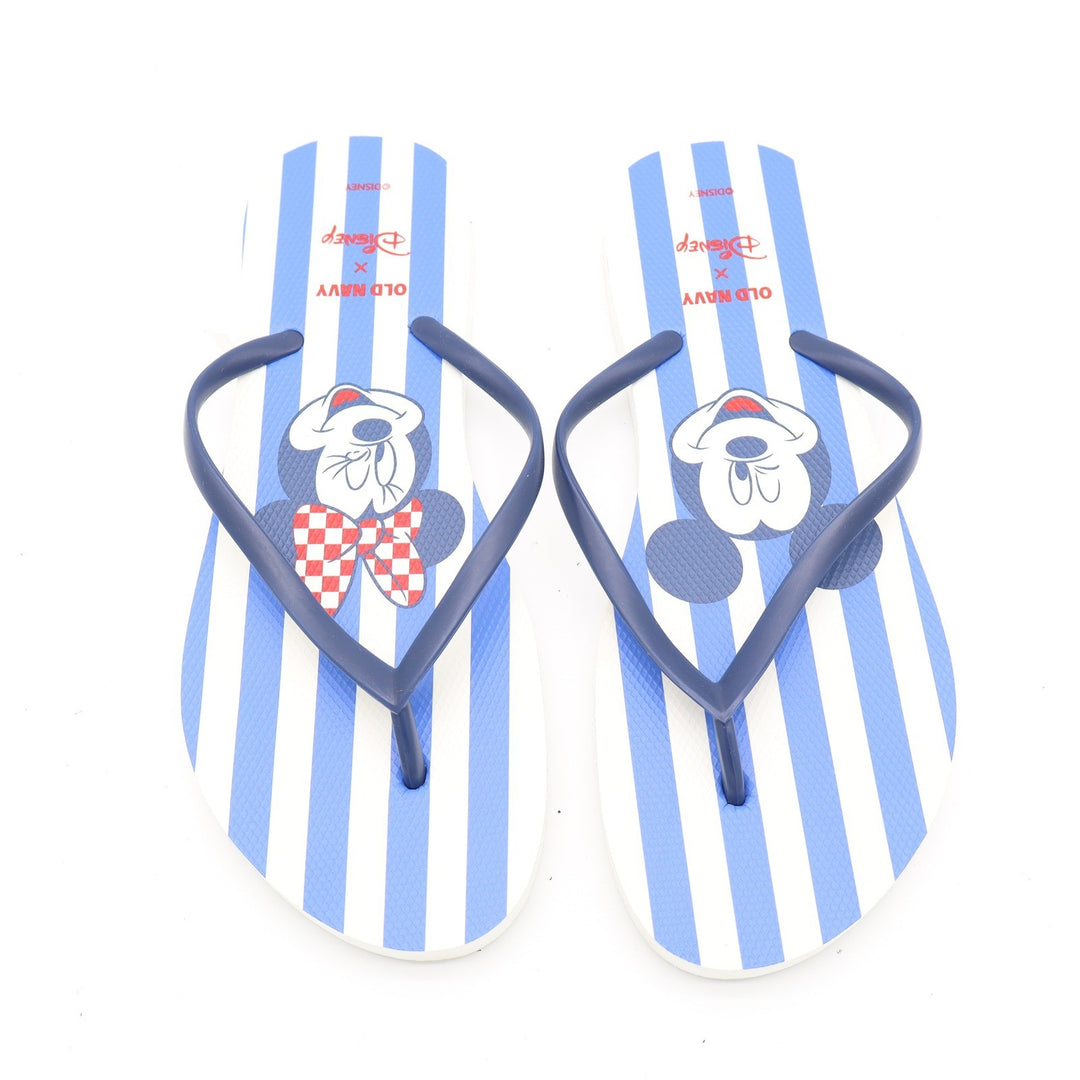 Old Navy x Disney Mickey Minnie Mouse Striped Flip Flops Blue White Mens Size 8