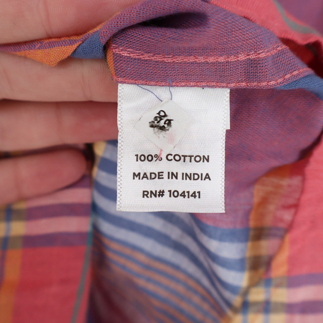 Walter Hagen Clubhouse Mens Small Madras Multi Plaid Cotton SS Button Down Shirt