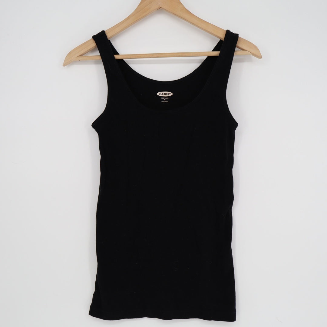 Old Navy First layer Tank Top Womens Medium Black Cotton Stretch Scoop Neck
