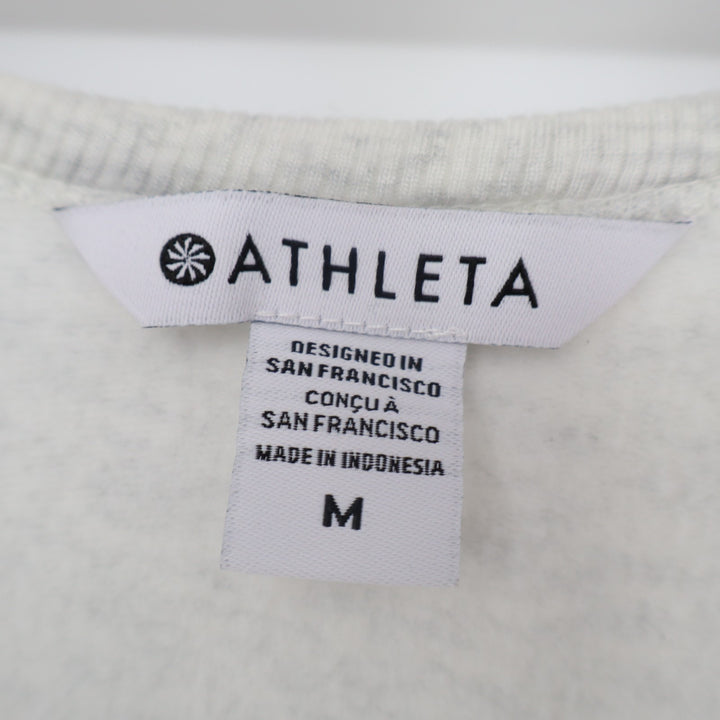 Athleta Jumpsuit Womens M Heather Gray Stretch Drawstring Round Neck Wide Leg