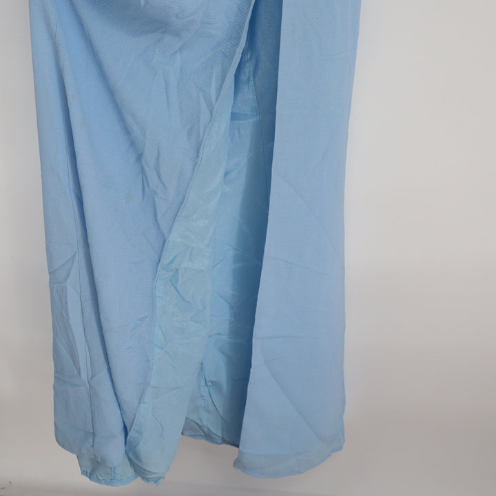 Showpo More Than This Midi Dress Light Blue Ruffle Strap Thigh Split US 0