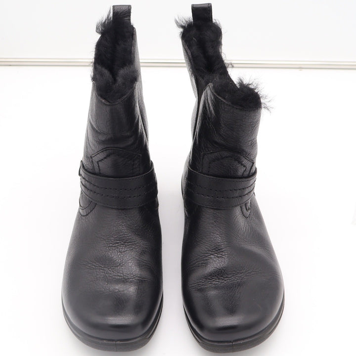 Abeo Zoey Black Leather Sheepskin Lined Harness Ankle Boots Womens 8