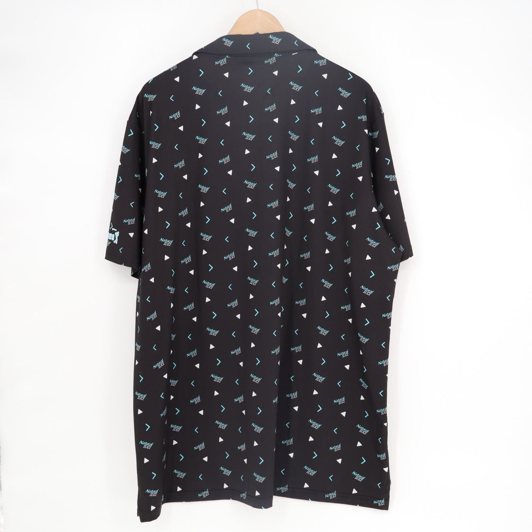 Bogeybros Polo Shirt Mens 2XL Black Printed Stretch Short Sleeve Golf Tennis