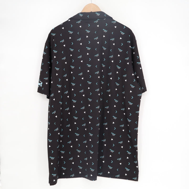 Bogeybros Polo Shirt Mens 2XL Black Printed Stretch Short Sleeve Golf Tennis