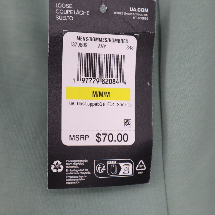 Under Armour Mens Unstoppable Fleece Shorts Sage Green Size Medium NEW
