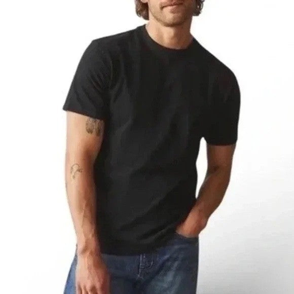 AMERICAN GIANT Black Cotton V Neck T Shirt Mens Size Medium Made USA Basic Tee