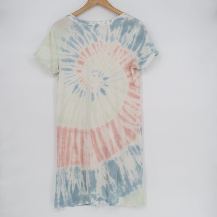 Z Supply Pastel T-Shirt Dress Womens Small Multi Tie Dye Short Sleeve Twist Hem