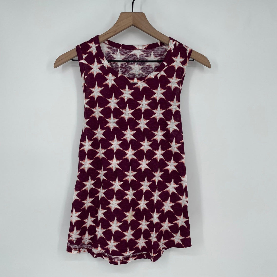 Lucky Brand Star Print Sleeveless Tank Top Burgundy White Womens Size Small