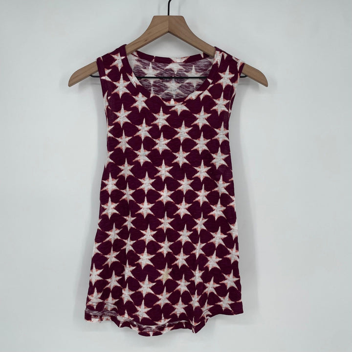 Lucky Brand Star Print Sleeveless Tank Top Burgundy White Womens Size Small