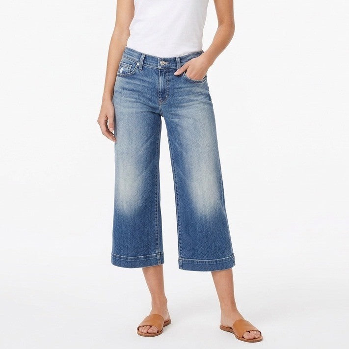 7 For All Mankind Dojo Crop Jeans Womens 28W Blue Denim Stretch Cotton Straight