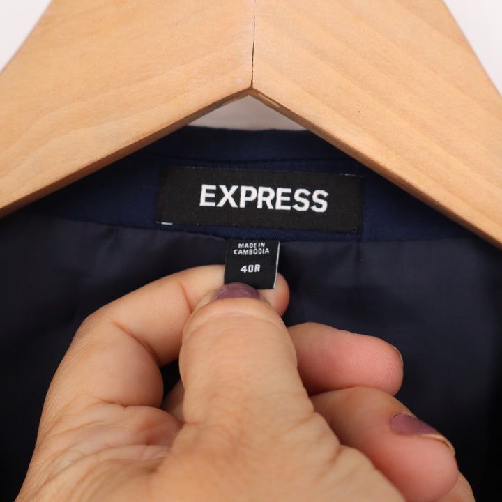 Express Mens Navy Blue Two-Button Tailored Blazer Jacket Size 40R Solid