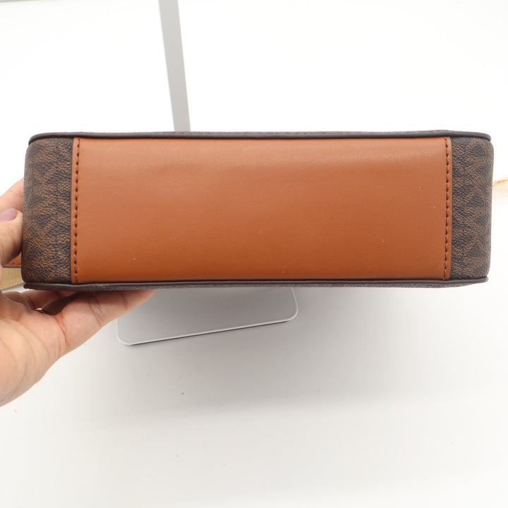 Michael Kors Jet Set Large East West Crossbody Bag Brown Logo Signature PVC