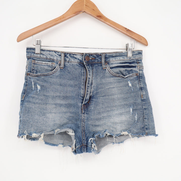 RSQ Jeans Curvy High Rise Distressed Denim Shorts Medium Wash Size 30/6