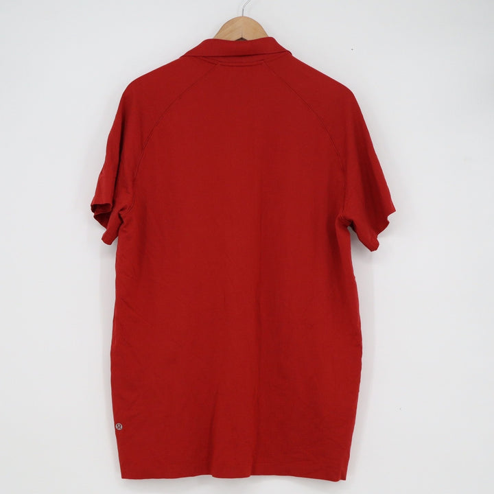 Lululemon Mens Maker's Mark Embroidered Polo Shirt Red Short Sleeve