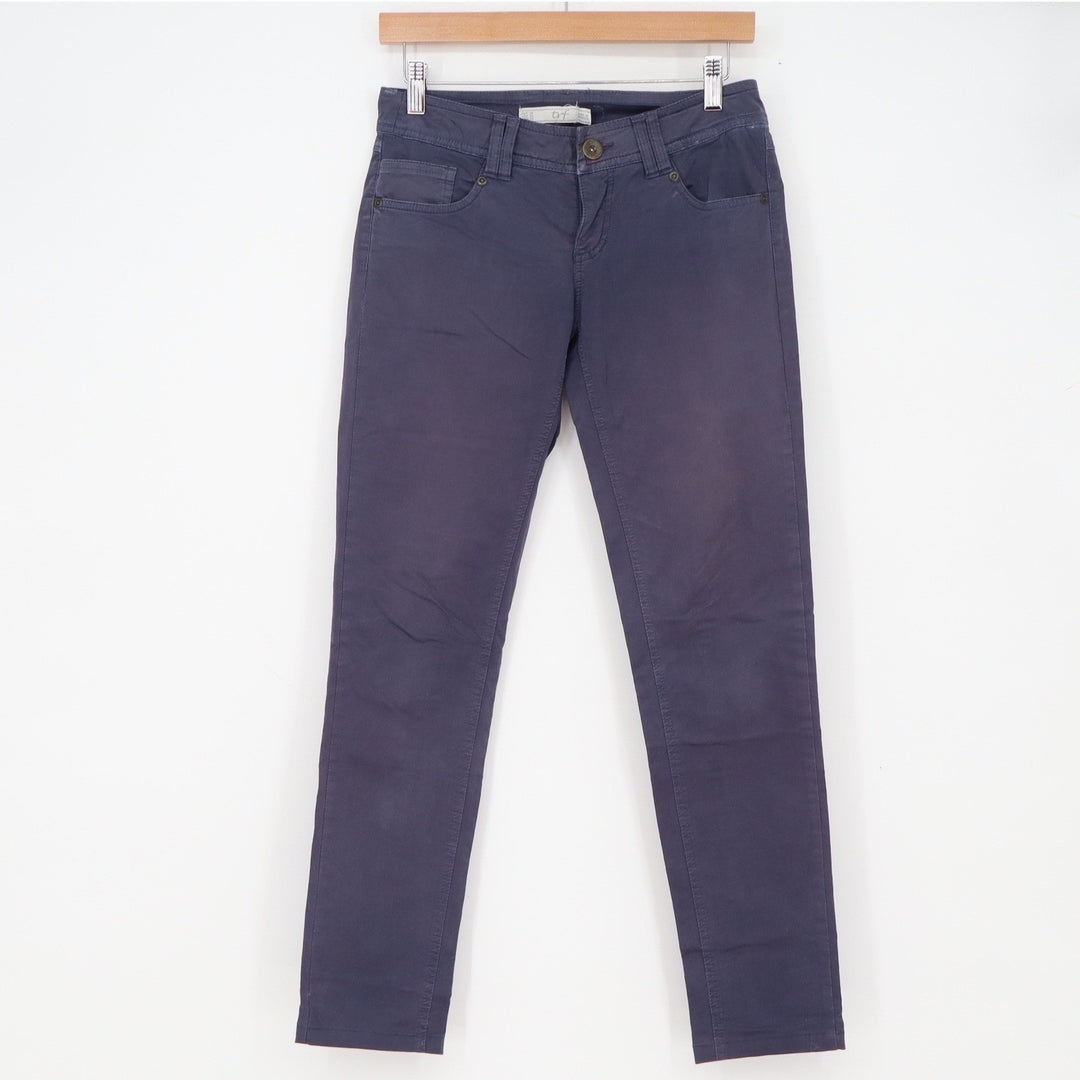 Zara TRF Pants Womens 6 Slim Chino Navy Blue Stretch Cotton Good