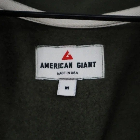 American Giant Midweight Sweatshirt Womens M Olive Cotton Half Zip Fleece Lined
