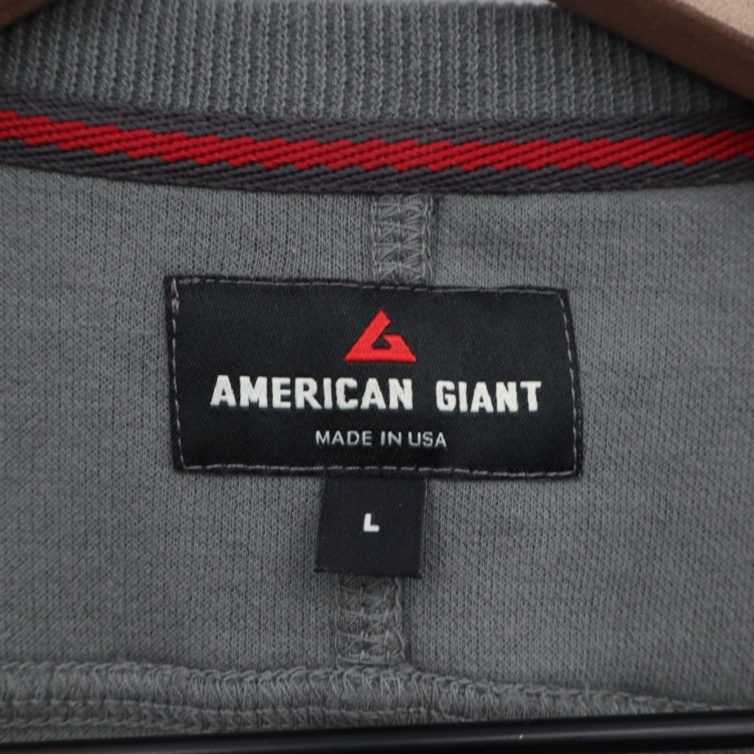 American Giant Broken-In Premium Slub T-Shirt Mens L Washed Black Henley Neck