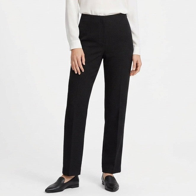 Sigrid Olsen Pants Womens 4 Petite Black Stretch Pleated Tapered Leg Side Zip