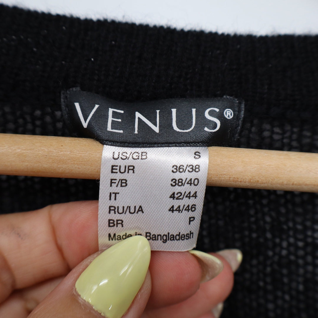 Venus Black Open Front Batwing Cardigan Sweater Small Lightweight Knit