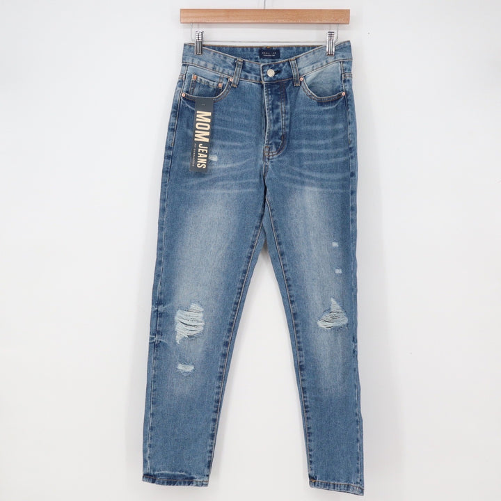Angel Kiss Jeans Womens 9 Mom Jeans Blue Distressed New