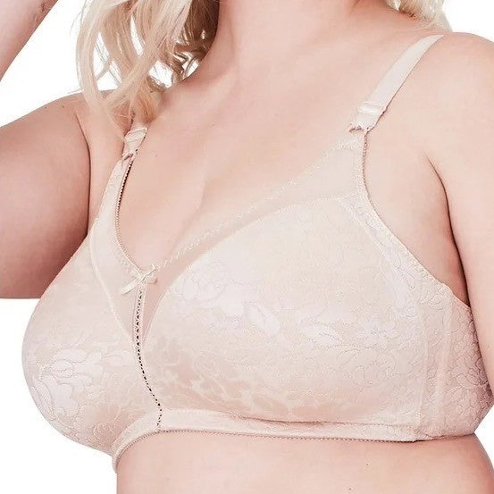 Bali Double Support Spa Closure Lace Wireless Bra Womens 36B Light Pink Seamless