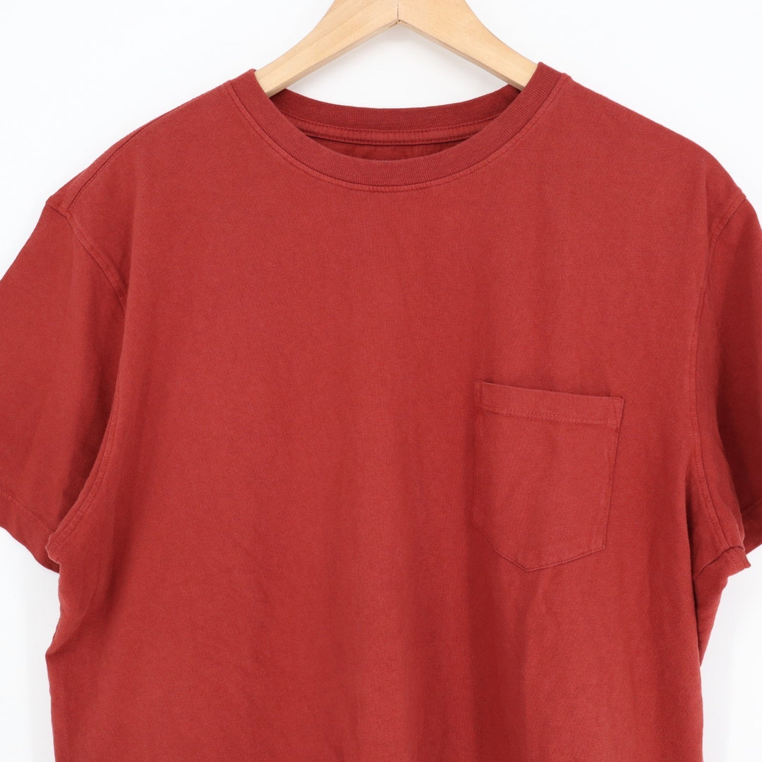 American Giant T-Shirt Mens Large Red Cotton Crew Neck Front Pocket Pullover
